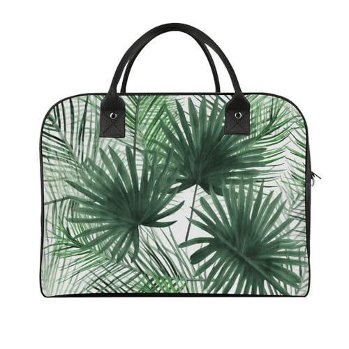 Travel Duffel Bag Transparent Palm Leaf Pattern Print Yoga Tote Bag Gym Bag Weekender Overnight Bag for Travel, Beach, Fitness, Yoga, Swimming