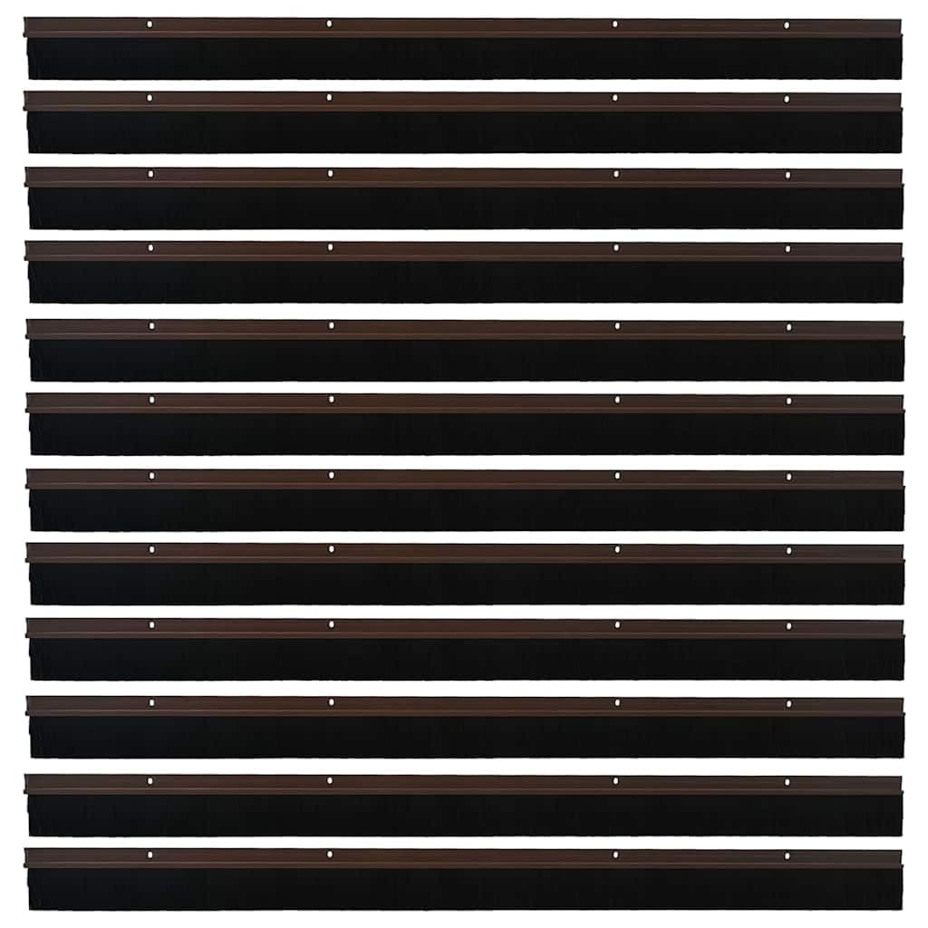 Uszczelki do szczotek drzwiowych, brązowe, ze stopu aluminium, długość 100 cm, 12 sztuk z nylonowym włosiem, do drzwi wewnętrznych i pokojowych, ochrona przed kurzem i izolacją akustyczną