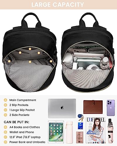 LOVEVOOK Laptop Backpack for Women,15.6 Inch Fashion Travel Backpack,Large Capacity Backpack Purse with USB,Water-resistant fits College Work Business Travel （Black）3