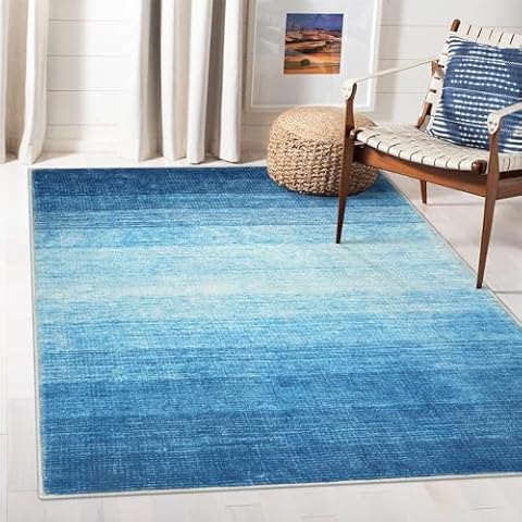 Wonnitar Modern Ombre Area Rug 4x6, Washable Blue Rugs for Living Room, Non-Slip Large Kitchen Throw Mat, Contemporary Indoor Accent Floor Carpet for Laundry Entrance Mudroom (Blue,4'x6') Cover