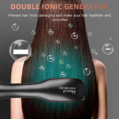Hair Straightener Brush, 1200W Ionic Straightening Brush with 3 Heat Levels for All Hair Types, 2 in 1 Ceramic Hair Dryer & Straightener Brush for Home,Salon and Travel (Grey Black) - Thumbnail 6