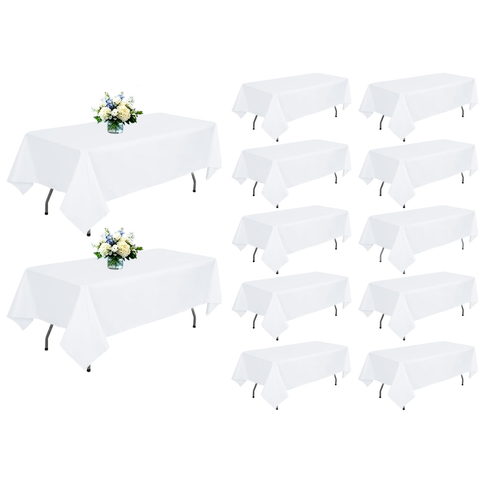 Photo 1 of RestfulGlow 12 Pack White Polyester Tablecloths 60 x 102 Inch