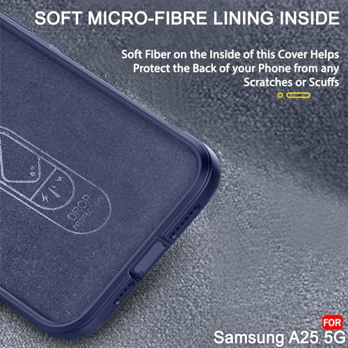 Image of TheGiftKart Liquid Silicon Back Cover Case for Samsung Galaxy A25 5G | Shockproof Military Grade Protection | Micro-Fibre Cloth On Inner Side | Built-in Anti-Slip Grip Samsung A25 Cover (TPU, Blue)