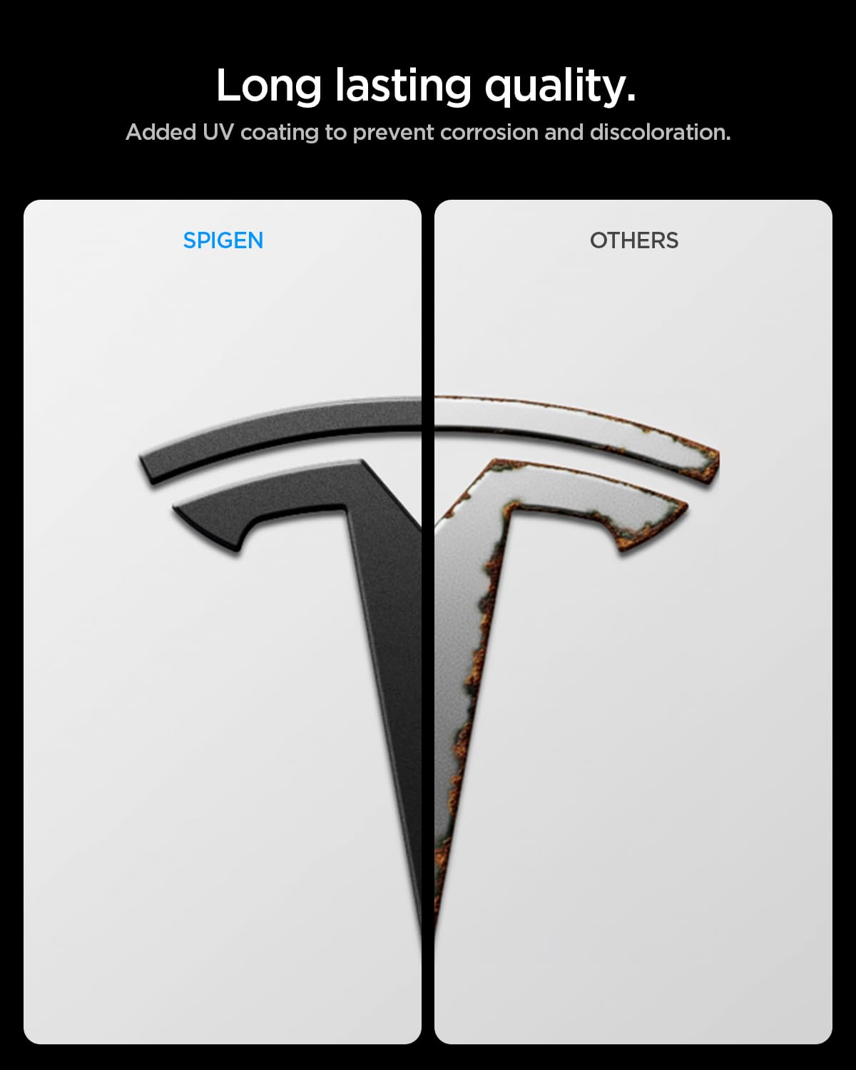 Spigen Tesla Model Y Juniper 2025 2026 Emblema Logo Anteriore, Badge Premium, Materiale in PC Resistente ai Graffi, Progettato per Accessori Tesla Model Y Juniper – Nero