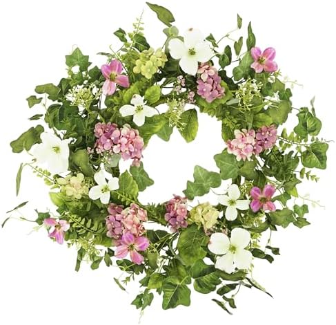 YNYLCHMX 18" Spring Summer Wreaths for Front Door, Artificial Flo...