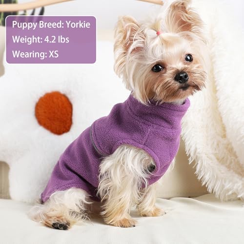 Image of Dog Clothes for Small Dogs Fleece Vest Dog Sweater Boy Girl, Warm Pullover Fleece Doggie Jacket, Winter Pet Ourfit Chihuahua Sweater - Yorkie Clothes (Purple, X-Small)