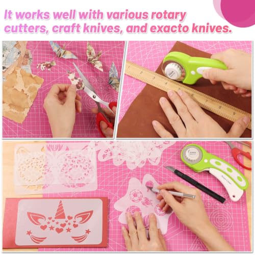 Image of anezus Self Healing Cutting Mat for Rotary Cutting, 17.8 inch x 11.9 inch, Pink