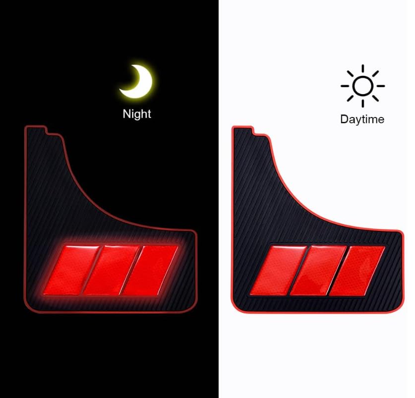 Image of 2 Pairs of Car Mud Flaps Safety Warning Reflective Devices for Car Splash Prevention Device Front and Rear Universal for Car Rubber