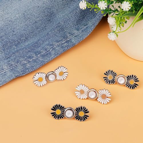Image of 4 Set Adjustable Waist Buckle for Loose Jeans Pants Pearl Detachable Instant Button Pins Tightener Fit Skirt Robe Tightening Extender Skirts Jean Teddy Clips