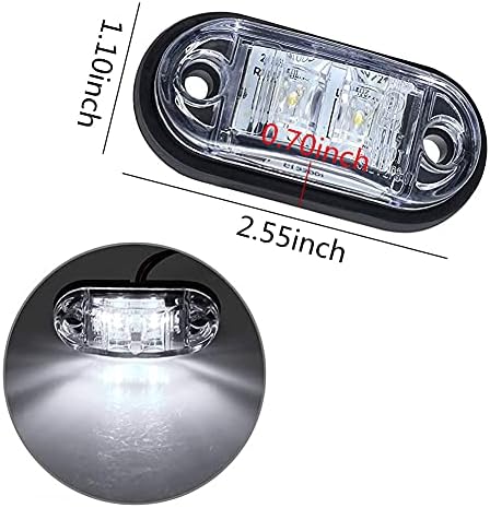 KOMUNJ 4 Pcs Oval LED Lamps Side Marker Lights, Front Rear Lights Universal Indicator of Position, for Truck Trailer Van Caravan Lorry Car Bus Boats (White)