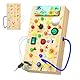 Nauotk Busy Board Montessori Spielzeug für Babys ab 1 2 3 Jahr, Motorikspielzeug mit 15 LED, Holzspielzeug Sensorik, Lernspielzeug für Kleinkinder, Geschenk Jungen und Mädch ab 2 3 4 Jahr