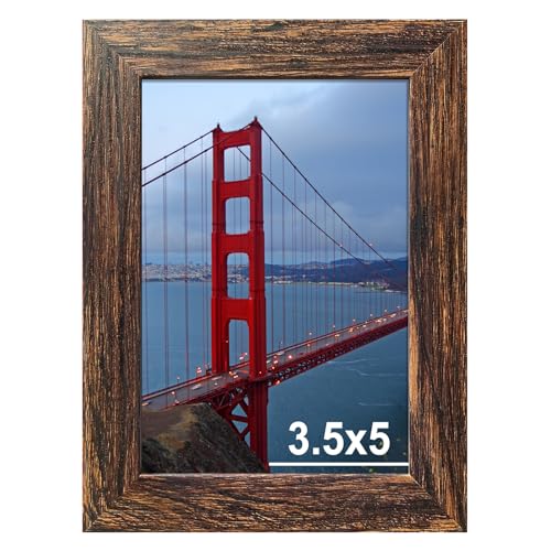 Image of BESCRCL 3.5x5 Picture Frame, Photo Frame for Wall Mounting or Tabletop Display, Brown
