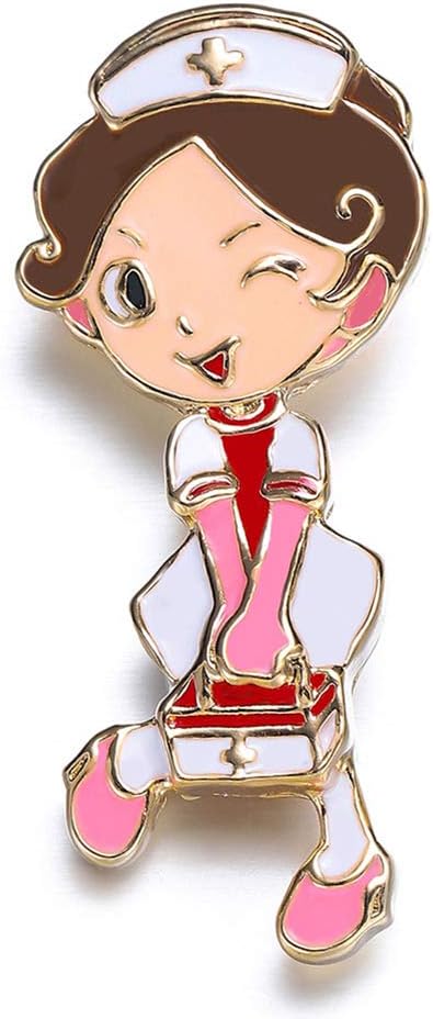 HANRESHEHANRESHE Cute Nurse Brooch Doctors Nurse Gift Medical Jewelry Gold Plated Lapel Pin Meatl Cartoon Enamel Pins Brooches Accessories Bag Hat