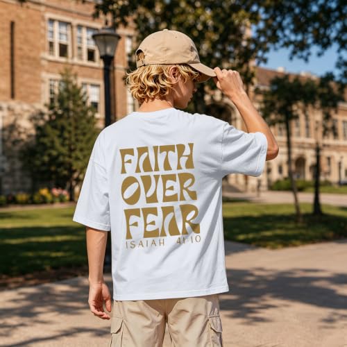 Image of Boys Faith Over Fear Shirt Christian Jesus T Shirts for Kids Religious Inspirational Bible Verse Graphic Tees Tops