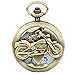 Produktbild JewelryWe Vintage Bronze Motorrad Taschenuhr Herren Analog Quarz Uhr mit Halskette Kette Umhängeuhr Pocket Watch Vatertagsgeschenk