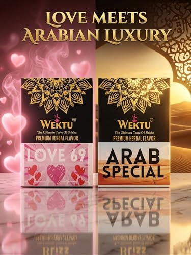 Image of WEKTU Premium Herbal Hookah Flavour, Love 69 and Arab Special, No Tobacco, No Nicotine, 2 Pack