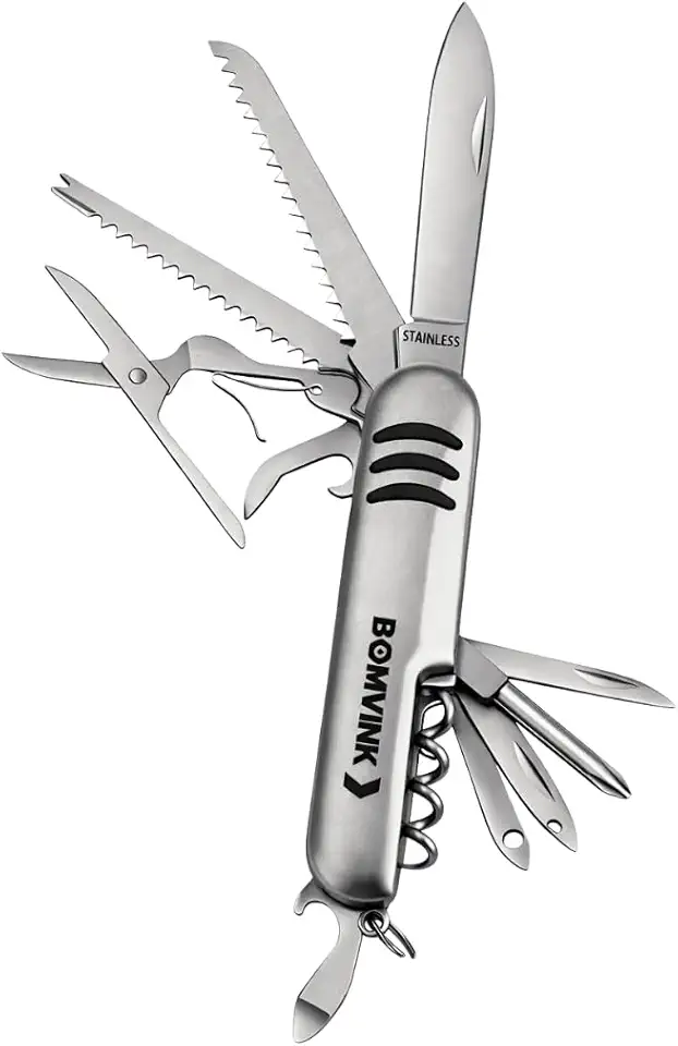 Canivete Suíço 15 Funções Inox Multifuncional Camping Pesca - Tesoura, Abridor de latas, Chave Phillips, de Fenda e +