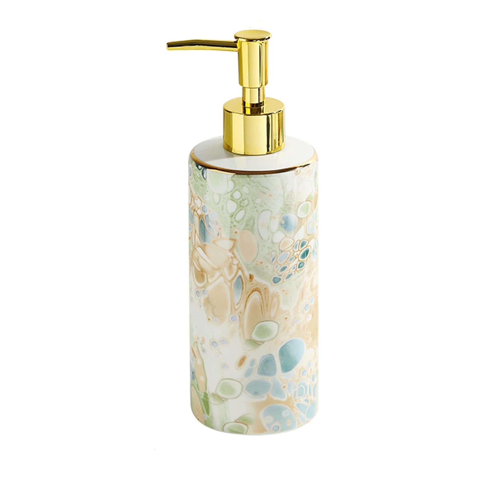 HDBCYUAZ Small Fresh Ceramic Lotion Bottle Plastic Pump Head Dispenser Bottle Shampoo Liquid Soap Dispenser Household Bathroom 390ml / 13.7oz(Green)
