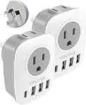 2 Pack UK Ireland Travel Plug Adapter, VINTAR Canada to UK Plug Adapter with 1 USB C, 2 American Outlets and 3 USB Ports, 6 in 1 International Power Adapter for England Singapore Hongkong(Type G)