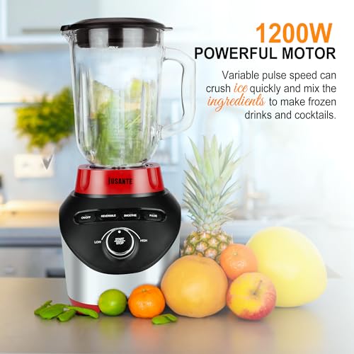 Image of JUSANTE Professional Blender 1200W, 64oz Glass Jar Smoothie Blender for Kitchen Countertop with High Speed Total Crushing for Smoothies, Frozen Drinks, Ice Cream