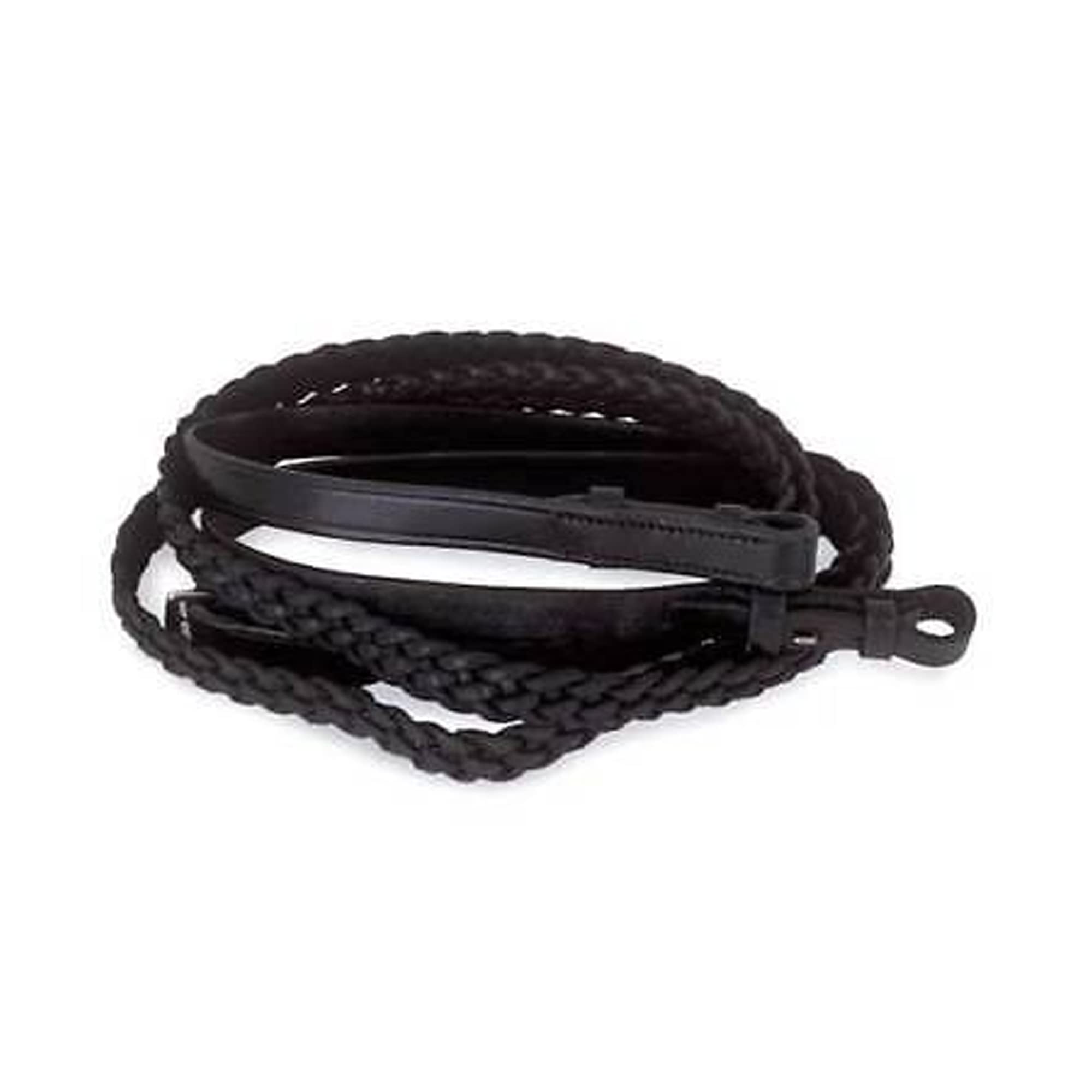 Hy Plaited Horse Leather Reins (Pony) (Black)