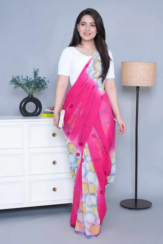 Image of Mlada V-Neck Stretchable Saree Blouse Top for Women | Slim Fit Short Sleeves Solid Cotton Blouses | Readymade Saree Blouses for Women Festive & Ethnic | Blouse Crop Top