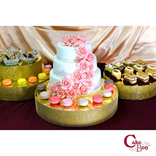 Cakebon Wedding Cake Stand (Gold - 18 Inches - Round) - Gorgeous Cake Display Centrepiece For Wedding Cakes, Cupcakes And Desserts - Strong Lightweight Polystyrene Foam With Faux Rhinestones #TOP4