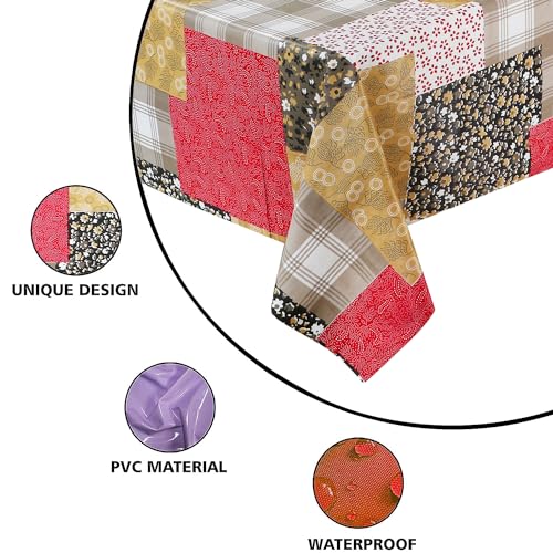 Image of Dakshya Industries PVC Waterproof Withoutlace Dining Table Cover (Size - 54X78 Inch) Rectangle 6 Seater Heat Rasistant Table Cloth (T4)