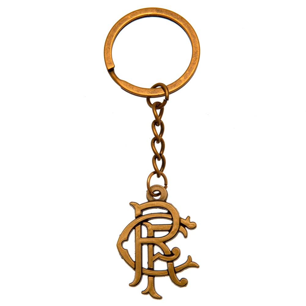 Rangers F.c. Men's Antique Gold Rangers Fc Scroll Crest Keyring (30Mm X 25Mm) (Antique Gold)