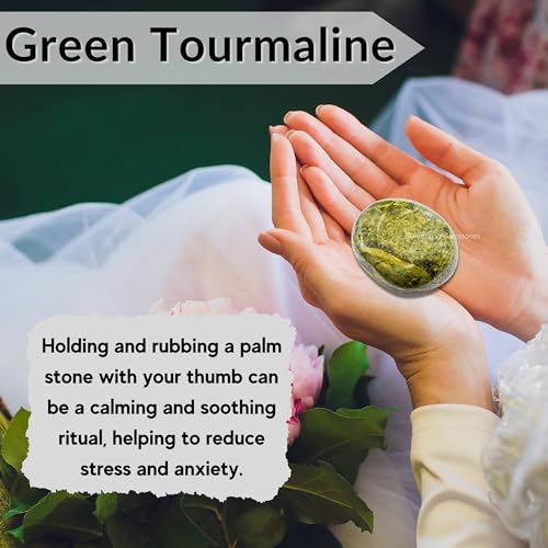 Image of Amazing Gemstone Green Tourmaline in Matrix Crystals and Healing Stones - Large Palm Stone Crystals Piedra - Crystal for Good Luck,Positivity,Meditation - Unique Stocking Stuffers and Birthday Gifts