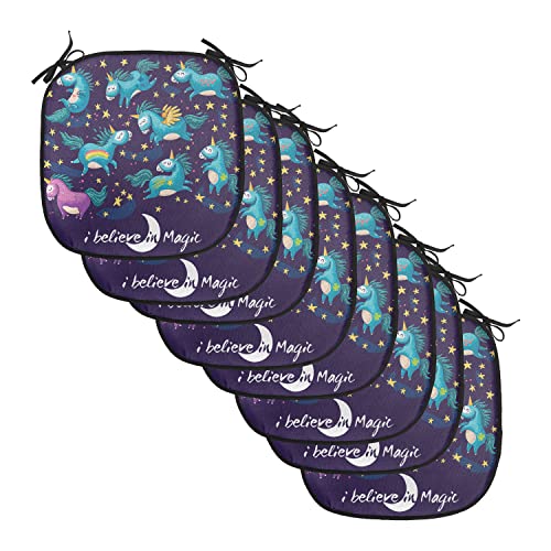 Lunarable Unicorn Chair Cushion Pads Set of 8, Original Divine
