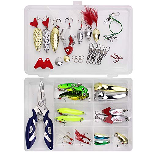 Kit 42 pièces de leurres de pêche artificiels avec boîte d'accessoires et hameçons complets