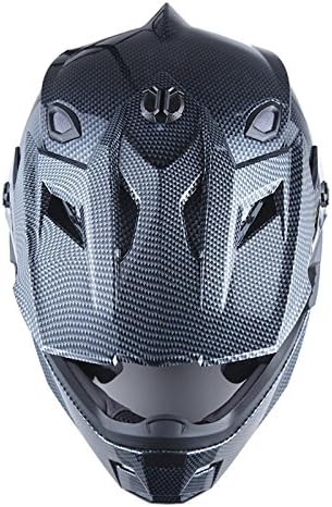 Miniatura 7 de 1Storm - Casco de motocross para adulto BMX MX ATV Dirt Bike, de fibra de carbono, color negro + gafas + par de guantes negros con diseño de