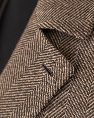 Men's Herringbone Blazer Double Breasted Buttons Business Trip Office Suit Jacket3