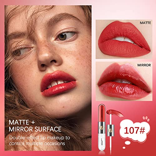 Walulan Double-Ended Lip Oil,Matte Lip Gloss, Waterproof Sweatproof Lipstick Sealer,Lip Glow Oil,Plumper Clear Hydrating, Lipstick Raincoa #TOP1