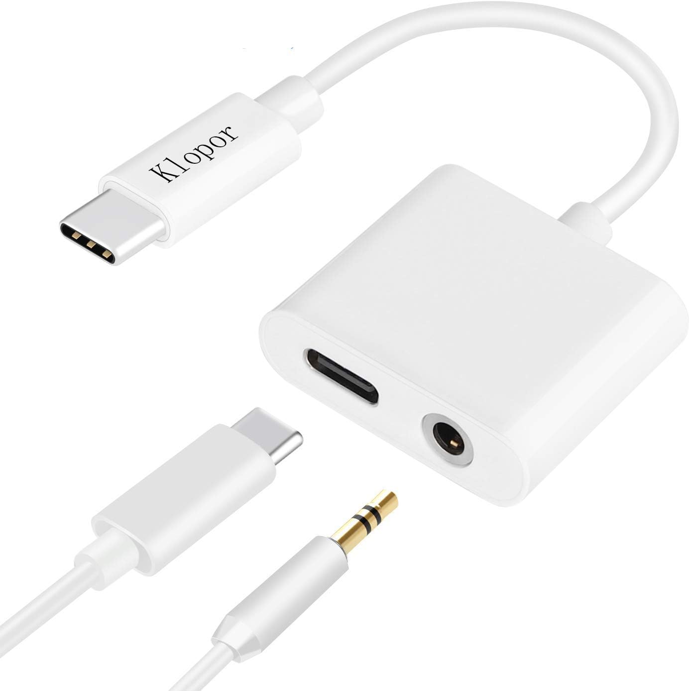 USB C Headphone Jack Adapter. Klopor Type C to 3.5mm Female Aux Audio Cable for Google Pixel 2 3 XL Samsung Essential Huawei Moto OnePlus HTC Xiaomi etc