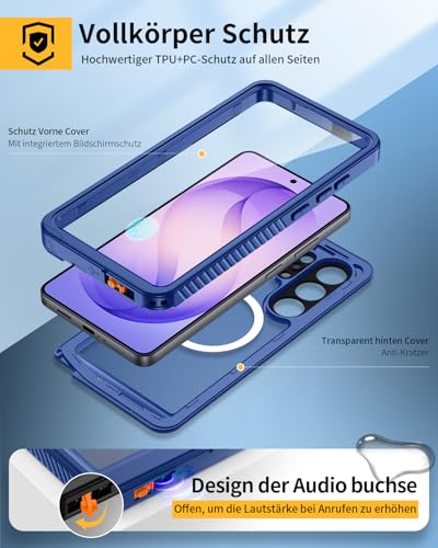 Lanhiem für Samsung Galaxy S26 Ultra Hülle, IP68 Wasserdicht Kompatibel mit Magsafe Handyhülle Samsung S26 Ultra 5G 360 Grad Stoßfest Staubdicht Sturzfest Outdoor mit Displayschutz, Blau