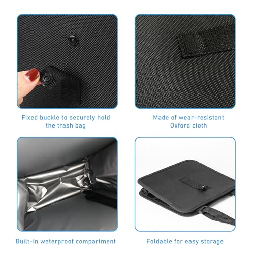 Image of Foldable Car Trash Can, Waterproof Large Capacity Automotive Hanging Trash Bin, Leakproof Auto Garbage Bag Storage Container for All Vehicles, Interior Car Accessories (Small)
