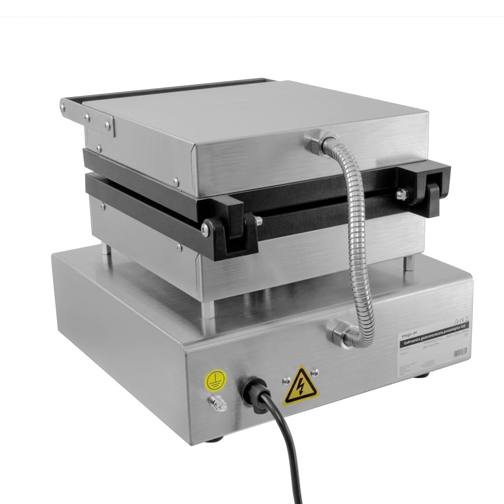 MEGA-M gofrownica gastronomiczna prostokątna 2 kW 230 V inox | Płyta 4x6, 2 gofry 18x22 cm, stal nierdzewna, do lokali gastronomicznych i punktów food service