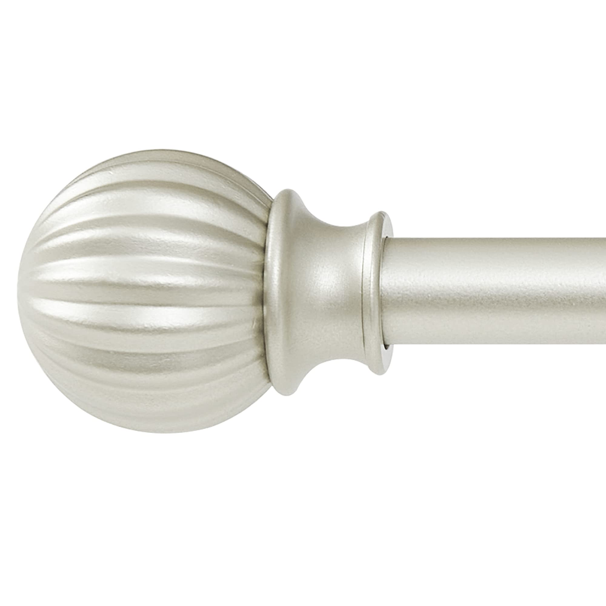 Photo 1 of NICETOWN Drapery Curtain Rod Set with Innovative Round Finials/Ball Caps, 1 inch Diameter Adjustable Length 72 to 144" Length, Sold by Single, Satin Nickel