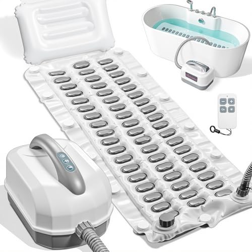Upgraded 2.0 Bathtub Spa Mat, Portable Spa Bubble Bath Massager with 6 Adjustable Settings, Upgraded Non-Slip Design and Remote Control, Hot Tub Jet Mat for Bathtub at Home, Full-Body Support