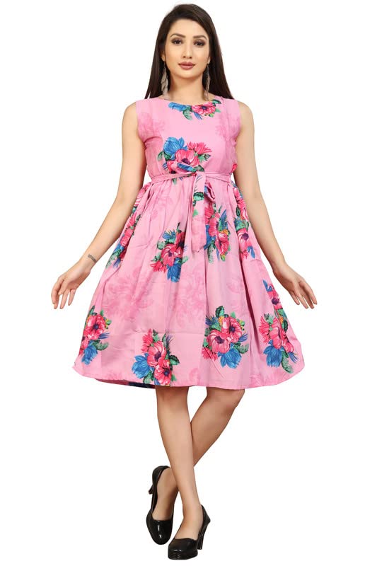 Image of Crepe Floral Print Kurti for Women, Knee Length Dress Dress, Wester Wear