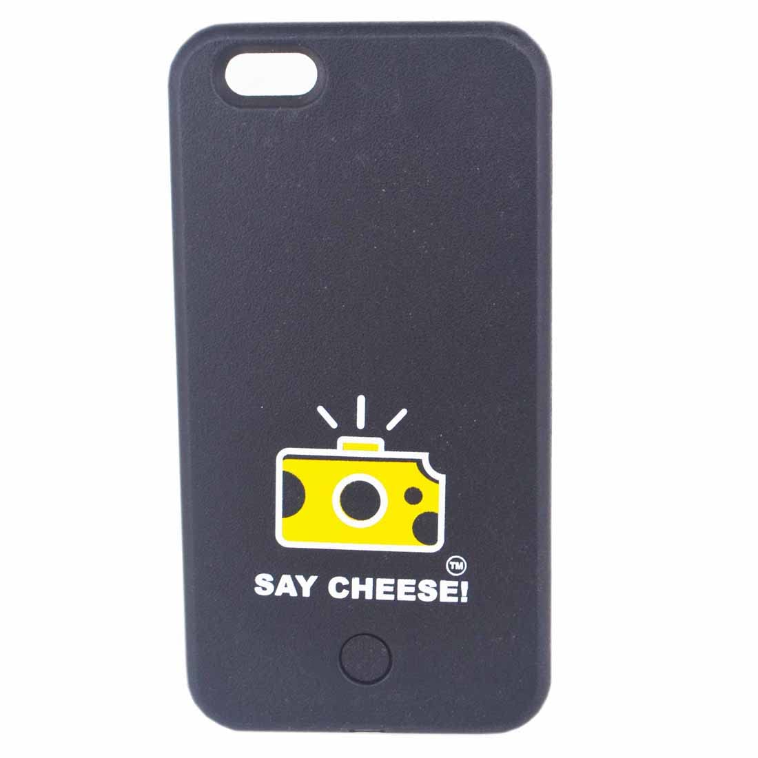 Premsons® Say Cheese Selfie Light Up Case for iPhone 6/6S | LED Illuminated Protective Phone Cover (Black) | Includes USB Cable Charger