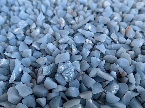 Image of GAF TREASURES 2 oz Lot Natural Angelite Semi Tumbled Gemstone Chips, Crushed Mini Crystals, Undrilled Crystal Chips (Angelite)
