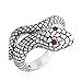 Silverly Femmes Hommes Argent 925 oxydé Serpent échelles Rouge Eye Serpent Wrap Bague