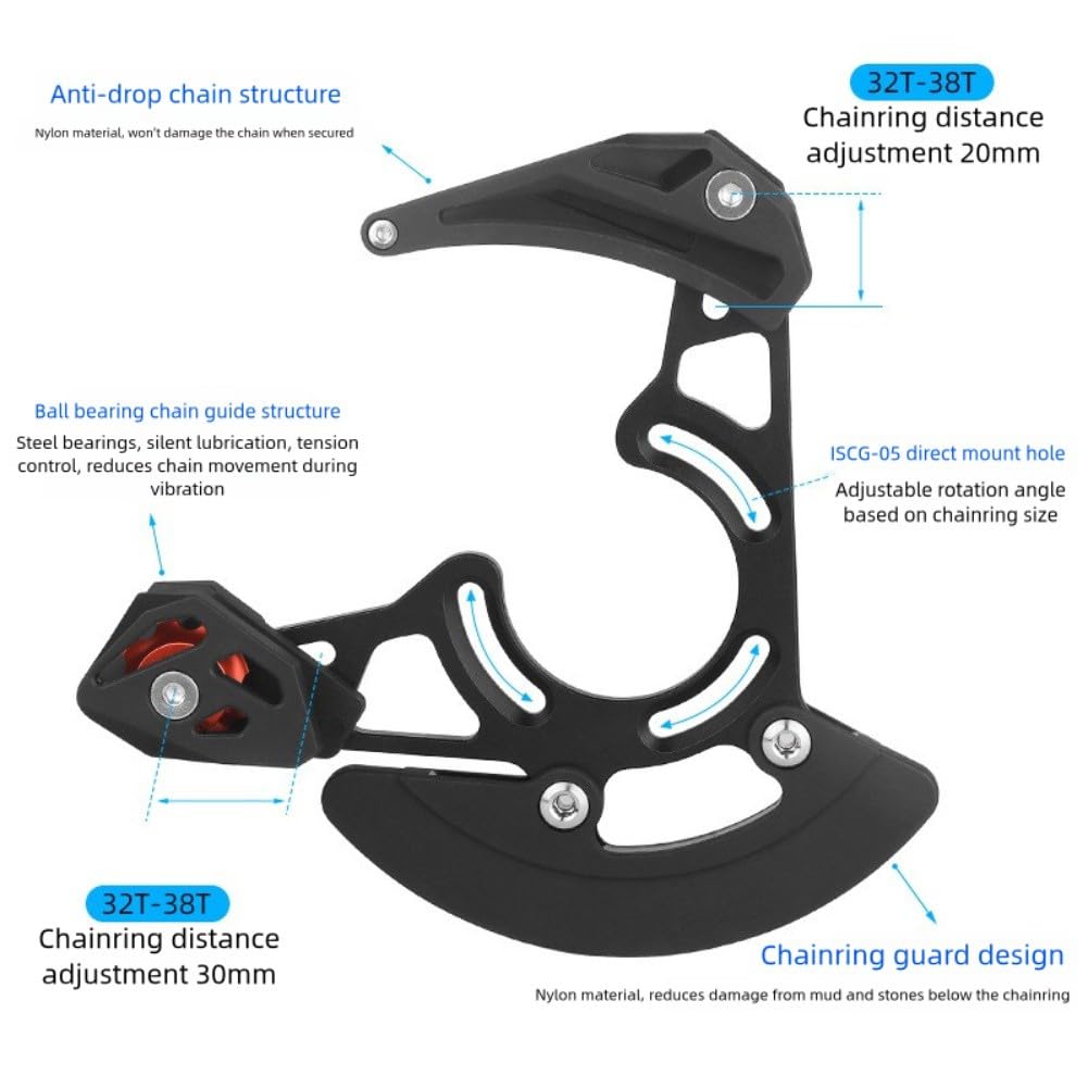 ReachMall Guida catena per stabilizzatore Per ISCG-03 05 BB 32-38T Leggero ABS Nylon Detriti Protezione Regolabile Mount Downhill Equitazione