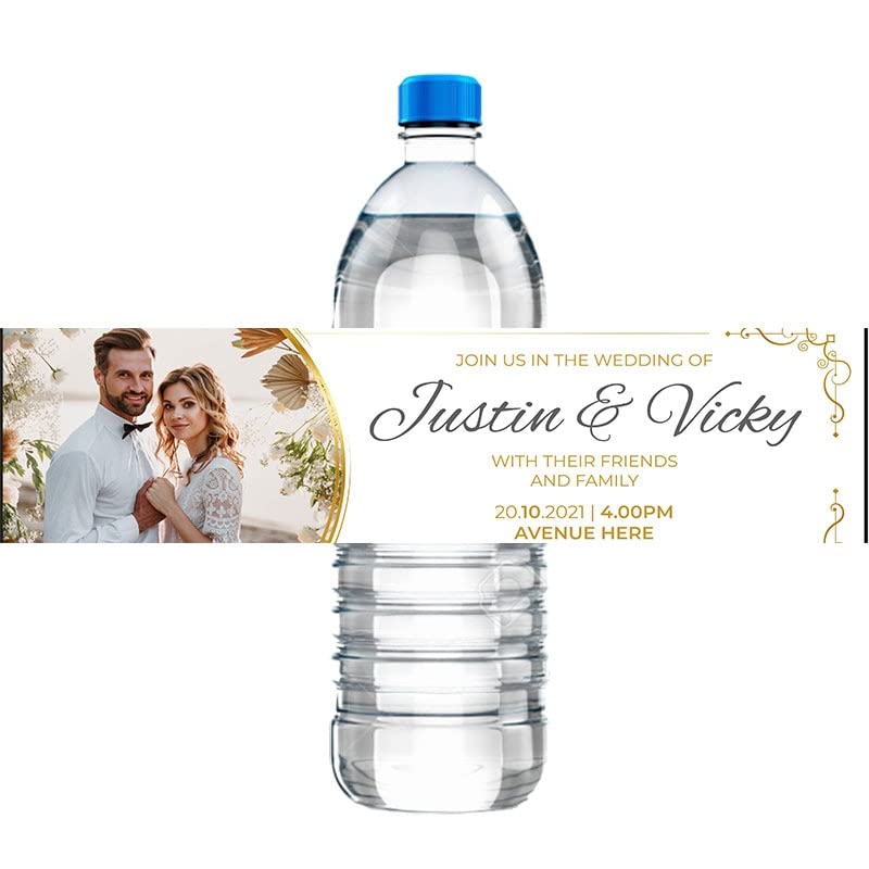30pcs New Customized Wedding Bottle Labels DIY Photo Text Wedding Sticker Wedding Photos Banner Waterproof Wedding Decoration (B)