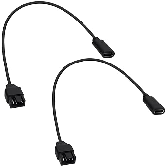 USB C to PC Fan Adapter Power Cable Type C Female to 3Pin 4Pin Case Fan Supply Extension Cord for Computer Cooling Fans-20cm-2pcs