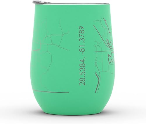 Vista 690 de Well Told Lexington Kentucky Map - Vaso de vino aislado con grabado de mapa de Kentucky, taza de acero inoxidable grabada (12 onzas, verde domingo)