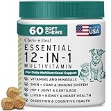12-in-1 Multivitamin for Dogs - 60 Puppy and Senior Dog Vitamin and Supplement Soft Chews for Hip and Joint - Advanced Formula with Glucosamine, Omega 3,6,9, Vitamins, Probiotics, and More